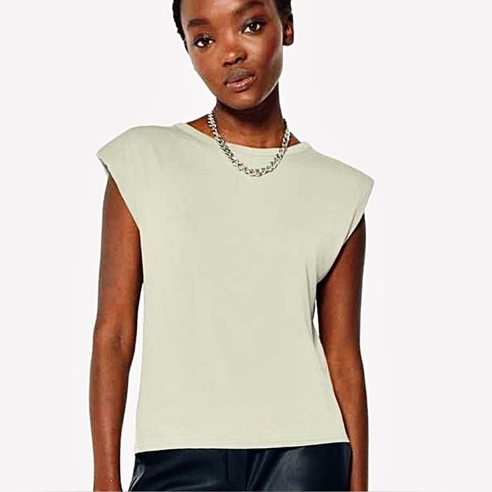 ARITZIA BABATON Shoulder Pad Tee Shirt 100% Cotton NWT Sleeveless Top - Picture 15 of 16